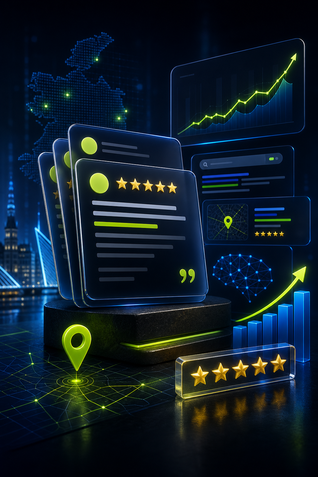 Generated Webjuice reviews, local SEO, and AI search visual